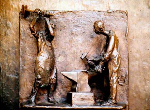Eingangstür - Detail - Bronze