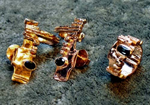 Damenring und Ohrschmuck - Gold 585 / rose Turmalin